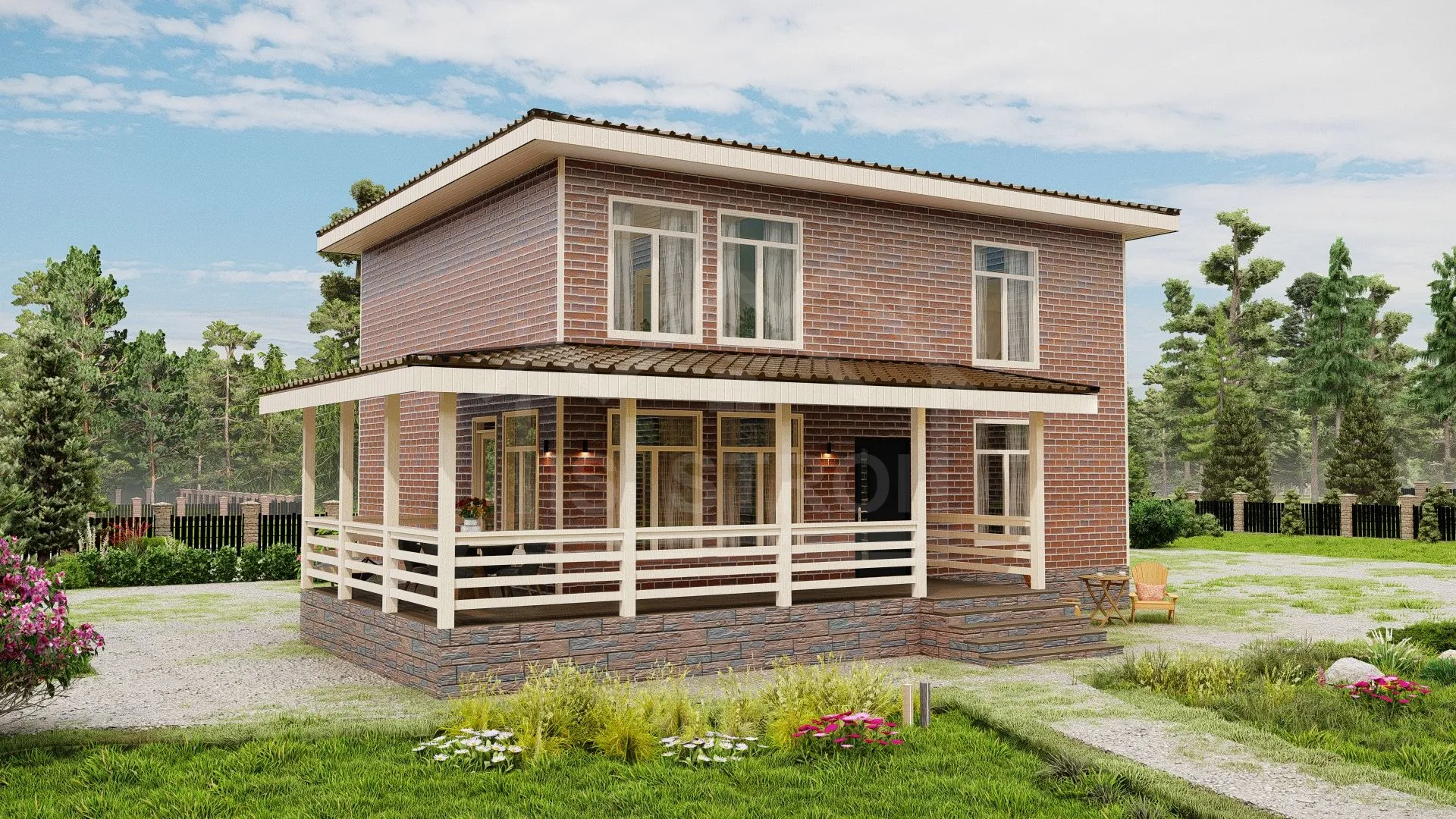 Каркасный дом «Богатырь» 225 м² — проект под ключ
