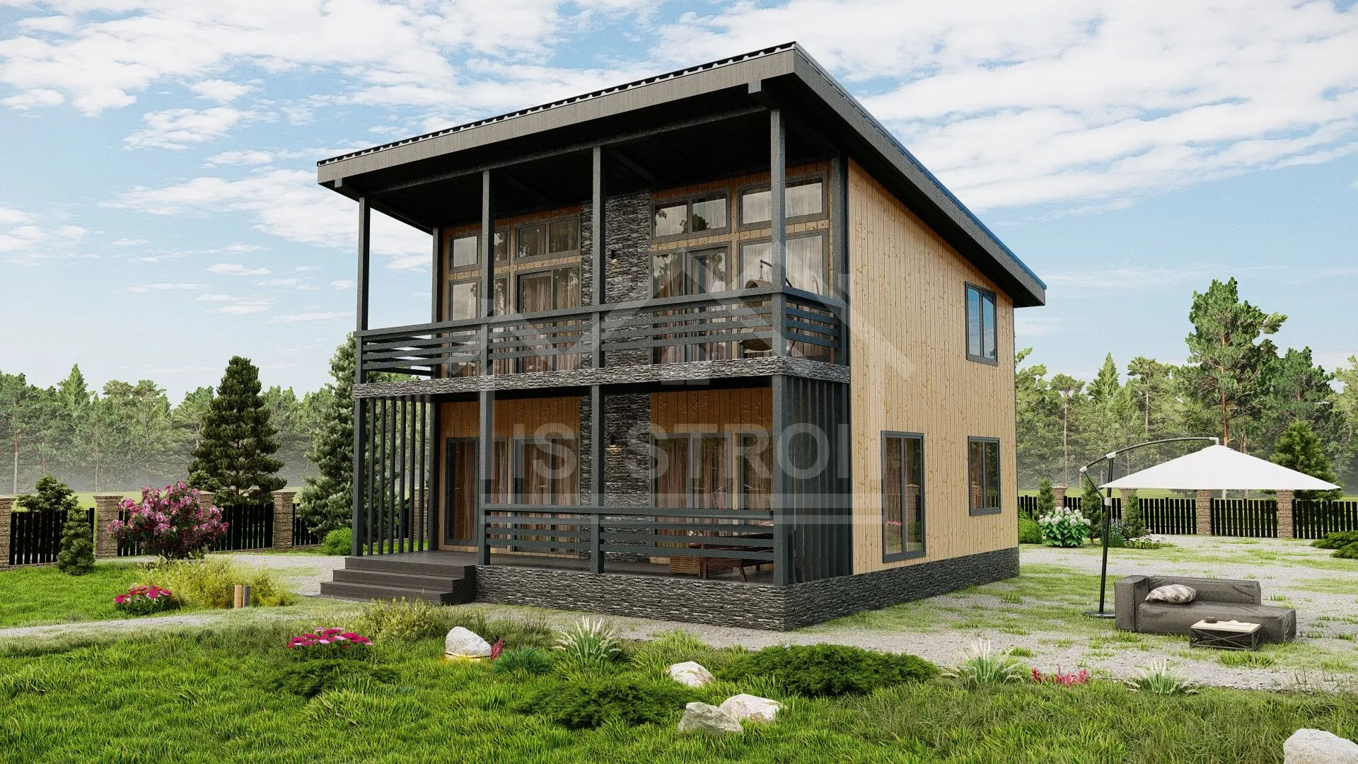 Каркасный дом «Эстетика» 161 м² — проект под ключ