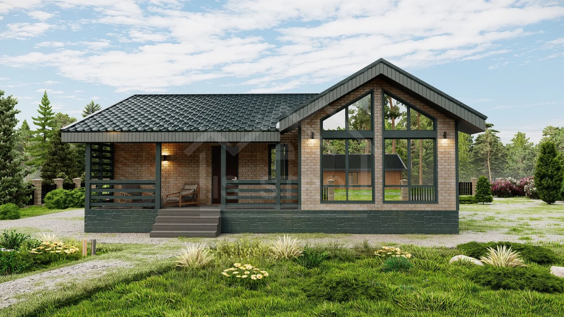 Каркасный дом «Мишель» 120 м² — проект под ключ